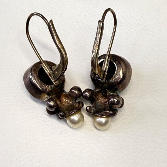 Sterling Silver Onyx Earrings Marked Dangle Black‎ Whimsigoth - Picture 3 of 8
